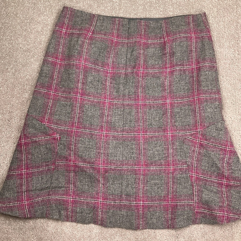 Talbots Skirt Suit Womens 16 Gray‎ Magenta Pink Plaid Heritage Office Tweed VTG - Picture 16 of 16